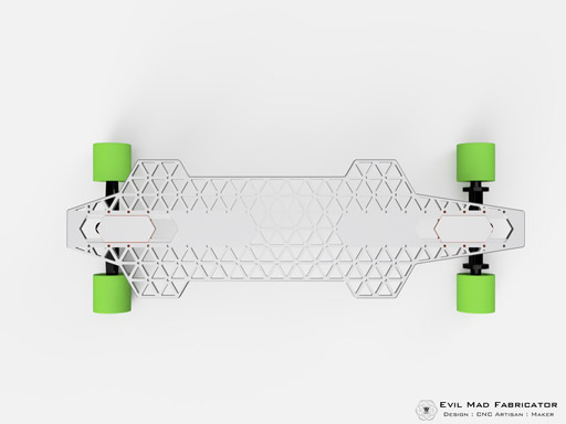 isoDeck Isogrid Aluminum Skateboard Deck : Top View